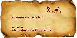 Klemencz Andor névjegykártya