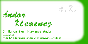 andor klemencz business card